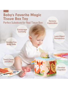 Caja de Pañuelos Hahaland para Bebés 6-12 Meses - Juguete Sensorial 2