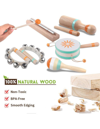 Instrumentos Musicales Montessori de Madera para Niños 1-3 Años