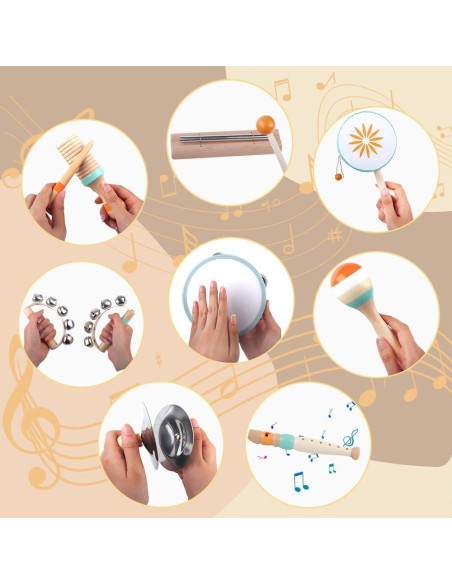 Instrumentos Musicales Montessori de Madera para Niños 1-3 Años