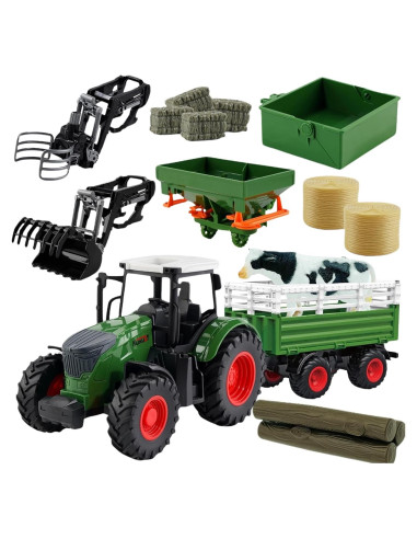 Tractor de Juguete Peagprav con Remolque y Accesorios 41.91 cm