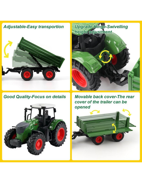 Tractor de Juguete Peagprav con Remolque y Accesorios 41.91 cm