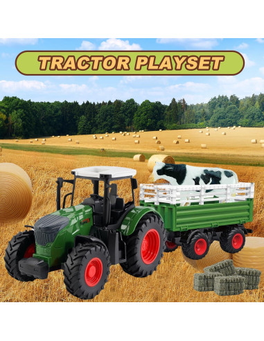 Tractor de Juguete Peagprav con Remolque y Accesorios 41.91 cm