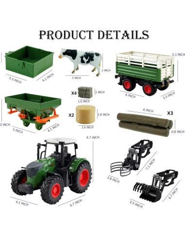 Tractor de Juguete Peagprav con Remolque y Accesorios 41.91 cm
