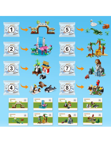 Set de Construcción HOGOKIDS Zoo 1460PCS con Alfombrilla 38.1cm