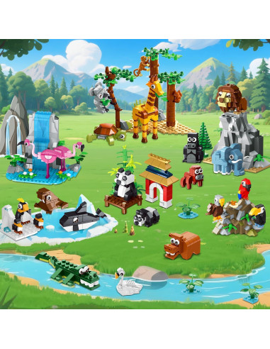 Set de Construcción HOGOKIDS Zoo 1460PCS con Alfombrilla 38.1cm