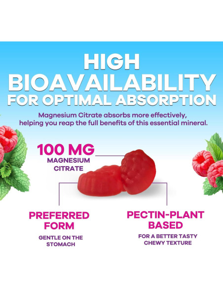 Gominolas de Magnesio Nature's Nutrition 60 Unidades Sabor Frambuesa