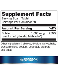 Suplemento de Metil Folato L-5-MTHF Douglas Laboratories 1000 mcg - 60 Tabletas 2