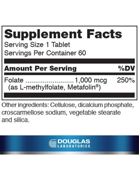 Suplemento de Metil Folato L-5-MTHF Douglas Laboratories 1000 mcg - 60 Tabletas Suplemento de Metil Folato L-5-MTHF Douglas Laboratories 1000 mcg - 60 Tabletas