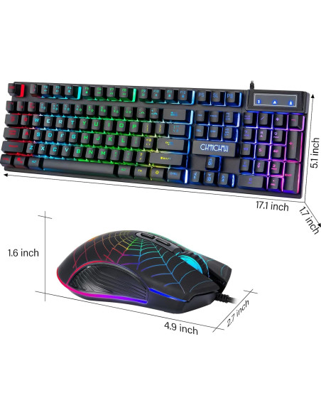 Teclado y Ratón Gaming CHONCHOW RGB USB 104 Teclas Teclado y Ratón Gaming CHONCHOW RGB USB 104 Teclas