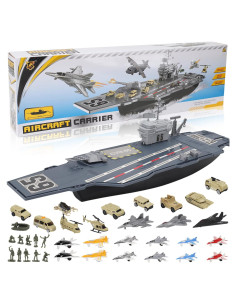 Juguete Mega Portaaviones Liberty Imports 84 cm con Jets y Soldados