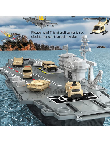 Juguete Mega Portaaviones Liberty Imports 84 cm con Jets y Soldados