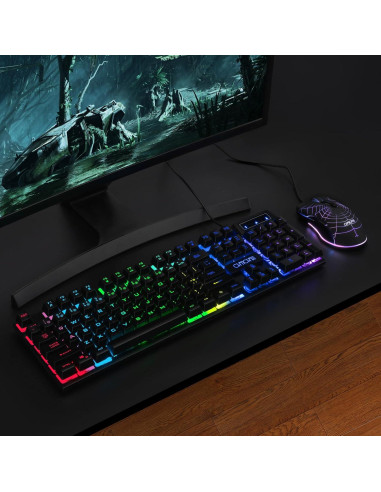Teclado y Ratón Gaming CHONCHOW RGB USB 104 Teclas