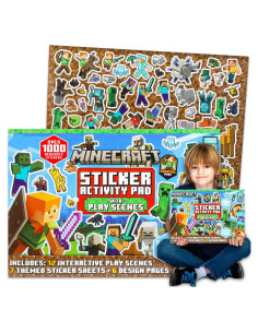 Almohadilla de Stickers Minecraft - Más de 1000 Stickers Reutilizables