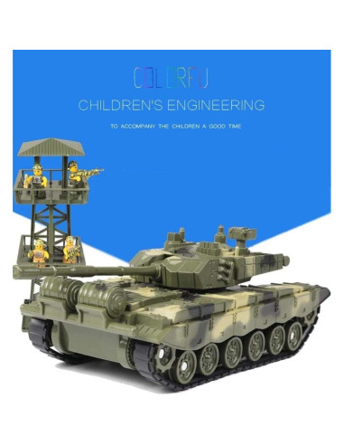 ZUKULIFE Camión de Plataforma con Tanque y Soldados - Juguete Militar