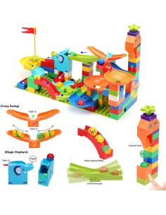 Bloques de Construcción Carrera de Canicas COUOMOXA 130 Pcs 2