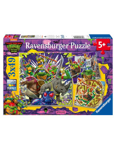 Rompecabezas Ravensburger Tortugas Ninja 3x49 piezas 21x21cm