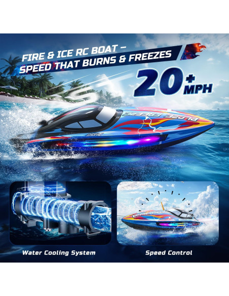 Barco RC DEERC YK080-CA Acuático 32KPH con Luces LED