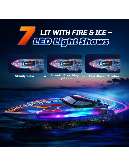 Barco RC DEERC YK080-CA Acuático 32KPH con Luces LED