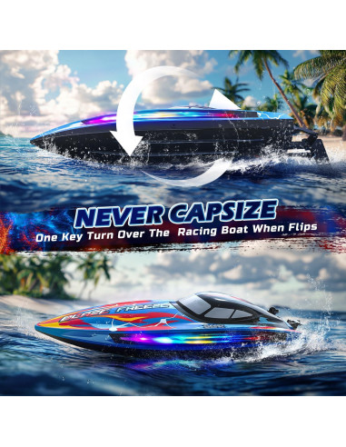 Barco RC DEERC YK080-CA Acuático 32KPH con Luces LED