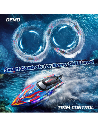 Barco RC DEERC YK080-CA Acuático 32KPH con Luces LED