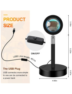 Lámpara de Proyección de Atardecer Sidaqi 3W USB Rotativa 180 2