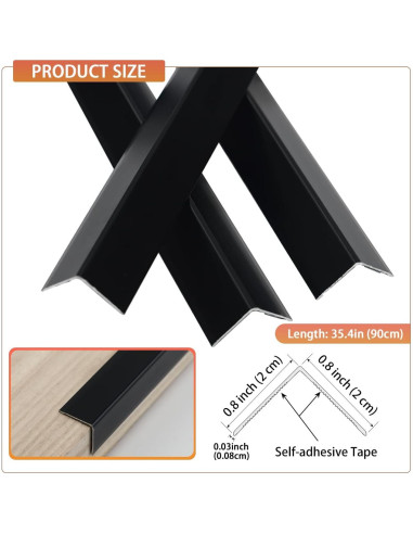 Protectores de Esquinas de Pared QDYMXUN Aluminio Negro Mate 2pcs