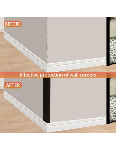 Protectores de Esquinas de Pared QDYMXUN Aluminio Negro Mate 2pcs