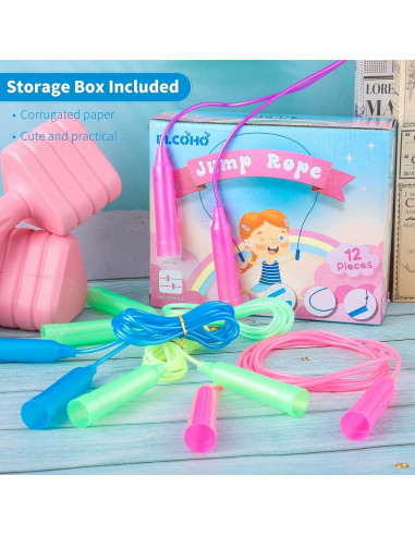 Cuerdas de Saltar Ajustables Elcoho 12 Paquetes Niños 2.3m