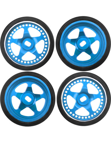 4 Ruedas y Neumáticos de Goma 1/28 ShareGoo para RC Azul