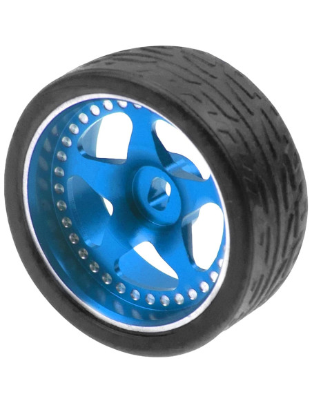 4 Ruedas y Neumáticos de Goma 1/28 ShareGoo para RC Azul