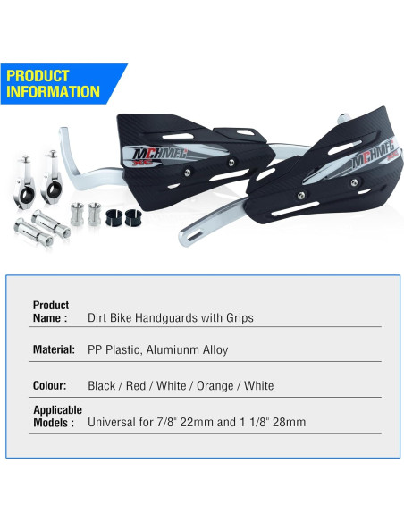 Guardas de Manos MCHMFG para Motocicleta 22mm y 28mm Negro