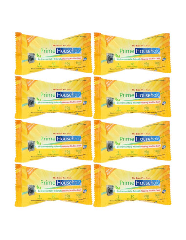 Limpiador de Lavadora Ecológico PrimeHousehold 8 Tabletas XL