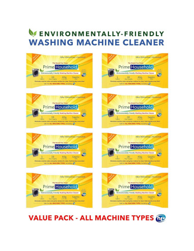 Limpiador de Lavadora Ecológico PrimeHousehold 8 Tabletas XL