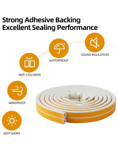 Burlete Aislante ZERITO 6m Blanco para Puertas y Ventanas 2