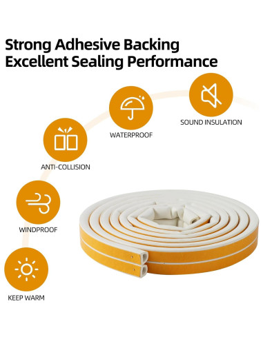 Burlete Aislante ZERITO 6m Blanco para Puertas y Ventanas