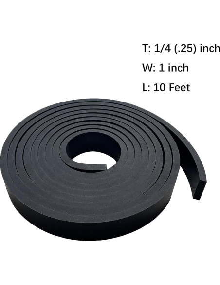 Tiras de goma sólida 1" x 3m x 0.25" Salimhib para bricolaje