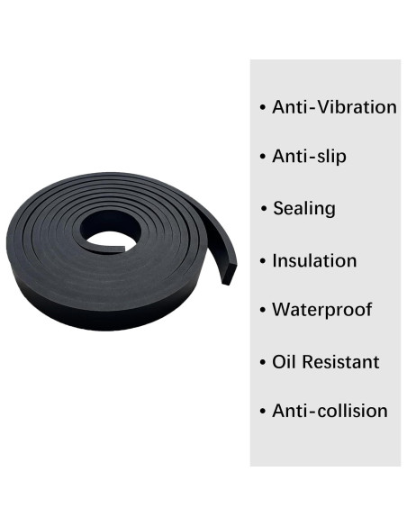 Tiras de goma sólida 1" x 3m x 0.25" Salimhib para bricolaje