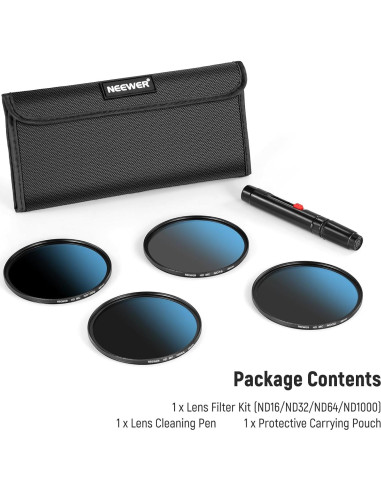Kit de Filtros ND 49mm Neewer con Limpieza y Almacenaje
