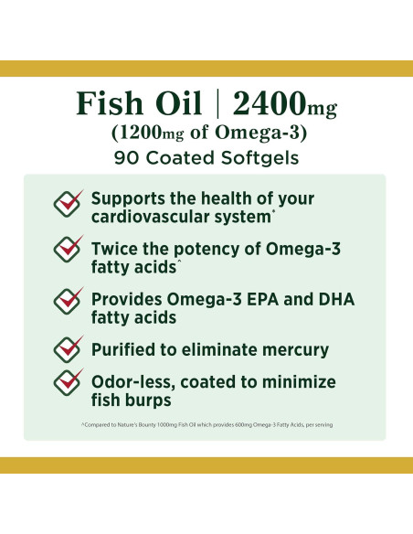 Cápsulas de Aceite de Pescado Nature's Bounty 1200mg Omega-3 90 Ct