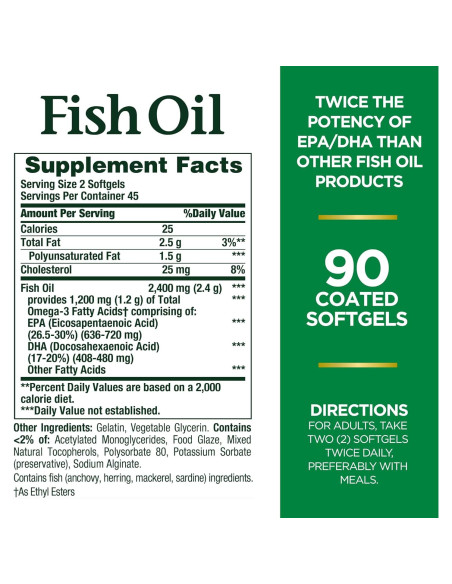 Cápsulas de Aceite de Pescado Nature's Bounty 1200mg Omega-3 90 Ct