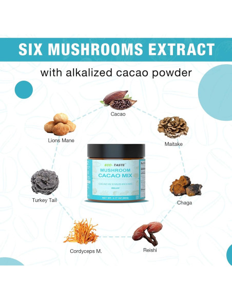 Mezcla de Cacao con Champiñones ECO-TASTE 90g - Vegana y Sin Gluten