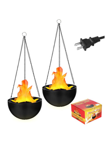 2 Luces LED Falsas de Fuego 3D Baquler 50cm para Decoración