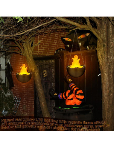 2 Luces LED Falsas de Fuego 3D Baquler 50cm para Decoración