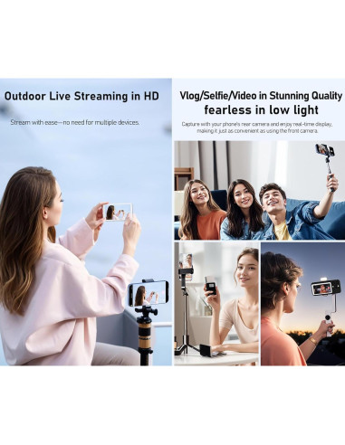 Monitor Selfie Vlog Magnético 4" Gunmetal - Conexión Inalámbrica