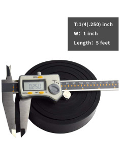 Tiras de Caucho Neopreno DOBTIM 1" x 1.524m 0.635cm Sin Adhesivo 2
