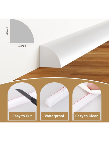 Moldura Flexible de Cuarto Redondo GCJUYA 99 cm Blanca