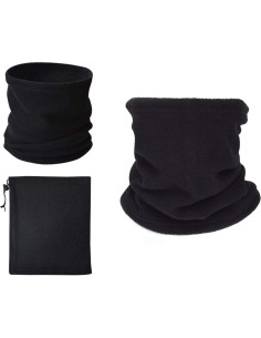 3PCS Calentador de Cuello Forro Polar Unisex Negro Invierno 2