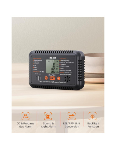 Alarma de Monóxido de Carbono y Gas Propano Tadeto TE031 12V