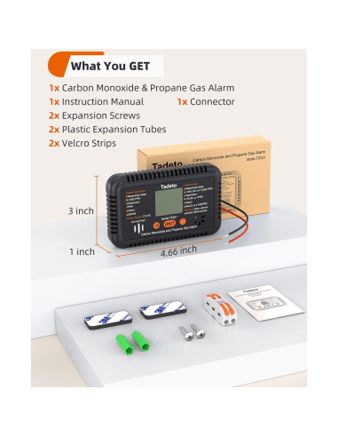 Alarma de Monóxido de Carbono y Gas Propano Tadeto TE031 12V