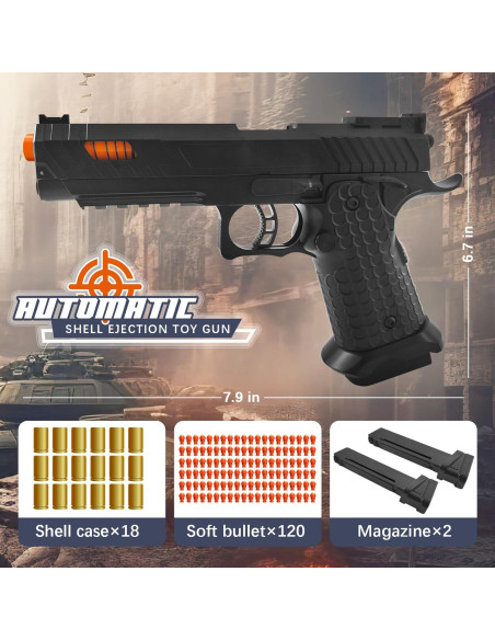 Pistola de Juguete Witcrety con 120 Balas Blandas y 2 Cargadores Pistola de Juguete Witcrety con 120 Balas Blandas y 2 Cargadores